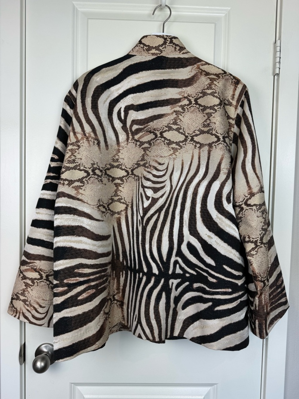 Caroline Rose Jacket Zebra Snake Animal Print No Size Tag Measures as 3X - Picture 3 of 16